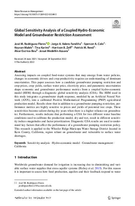 (PDF) Global Sensitivity Analysis of a Coupled Hydro-Economic Model and ...