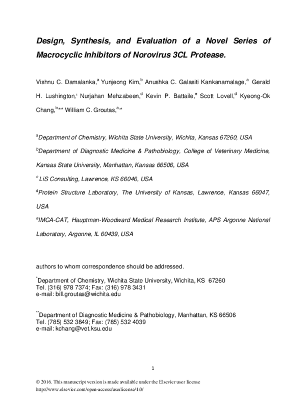 (PDF) Design, synthesis, and evaluation of a novel series of ...