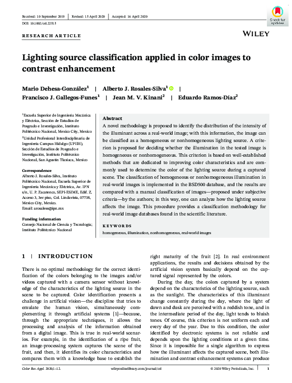 (PDF) Lighting source classification applied in color images to ...