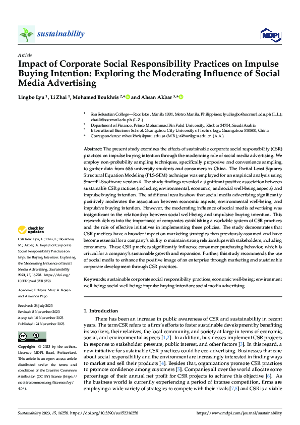 (PDF) Impact of Corporate Social Responsibility Practices on Impulse ...