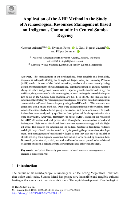 (PDF) Application of the AHP Method in the Study of Archaeological ...