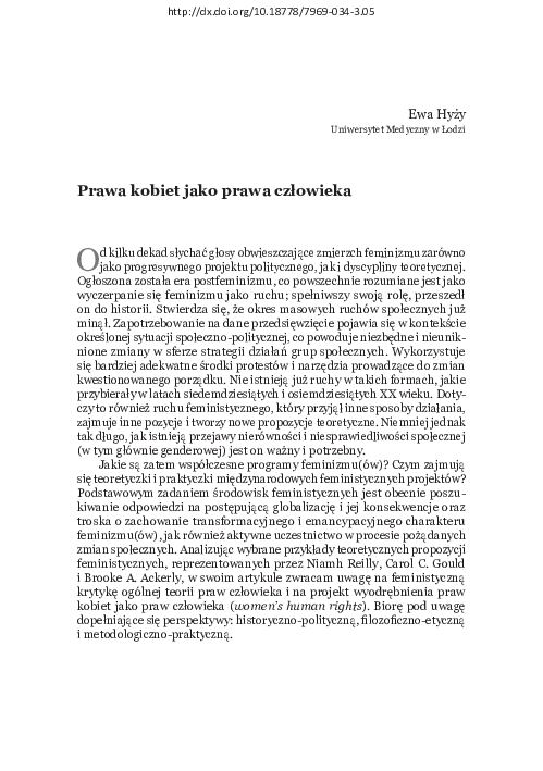 (PDF) Prawa kobiet jako prawa człowieka
