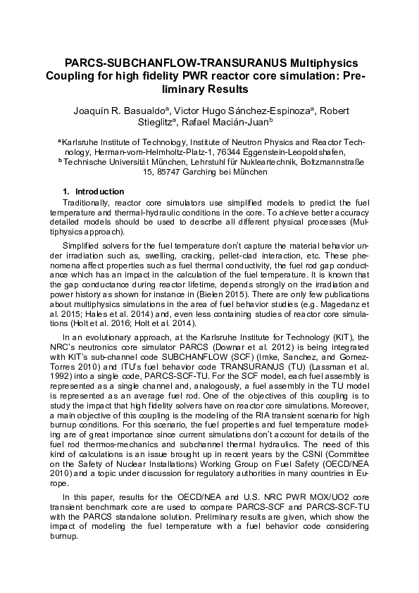 (PDF) Parcs-Subchanflow-Transuranus Multiphysics coupling for high ...