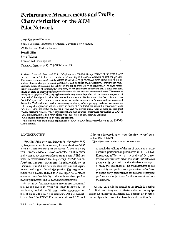 (PDF) Performance measurements and traffic characterization on the ATM ...