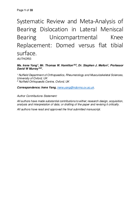 (PDF) Systematic review and meta-analysis of bearing dislocation in ...