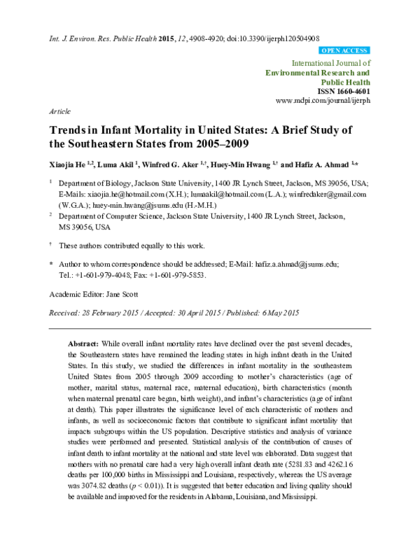 (PDF) www.mdpi.com/journal/ijerph Article Trends in Infant Mortality in ...