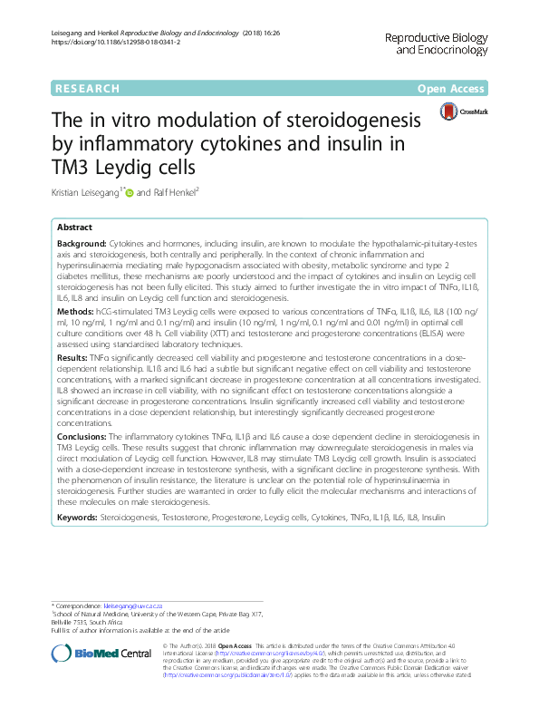 (PDF) The in vitro modulation of steroidogenesis by inflammatory ...
