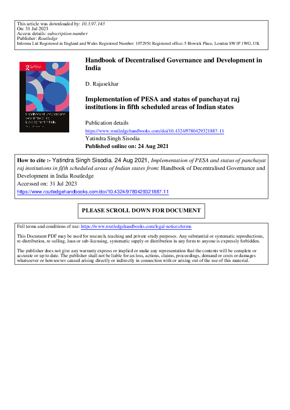 (PDF) Handbook of Decentralised Governance and Development in India
