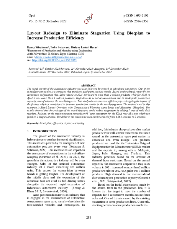 (PDF) Layout Redesign to Eliminate Stagnation Using Blocplan to ...