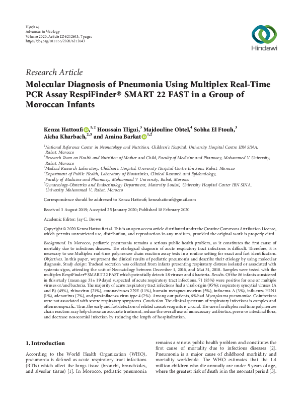 (PDF) Molecular Diagnosis of Pneumonia Using Multiplex Real-Time PCR ...