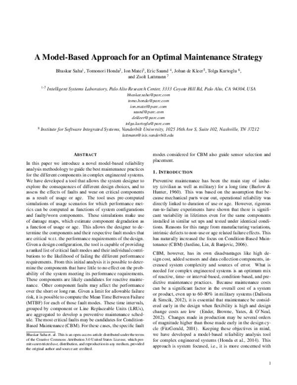 (PDF) A Model-Based Approach for an Optimal Maintenance Strategy