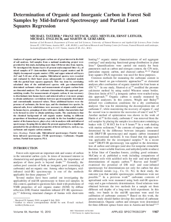 (PDF) Determination of Organic and Inorganic Carbon in Forest Soil ...
