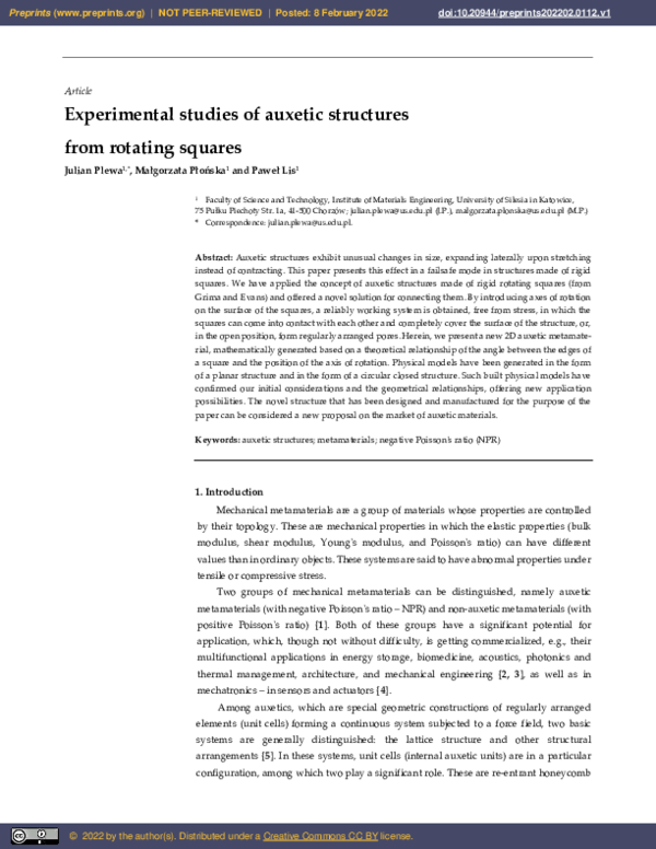 (PDF) Designing Auxetic Structures with Rotating Squares