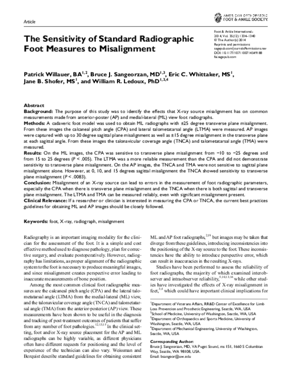 (PDF) The sensitivity of standard radiographic foot measures to ...