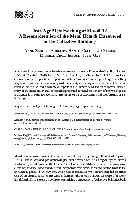 (PDF) Iron Age Metalworking at Masafi -1? A Reconsideration of the ...