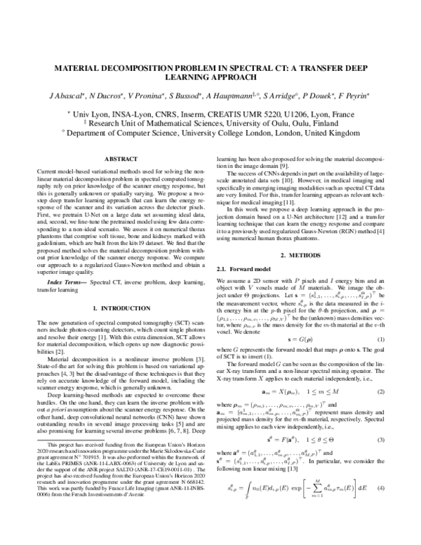 (PDF) Material Decomposition Problem in Spectral CT: A Transfer Deep ...