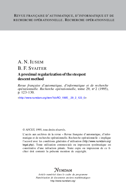 (PDF) A proximal regularization of the steepest descent method