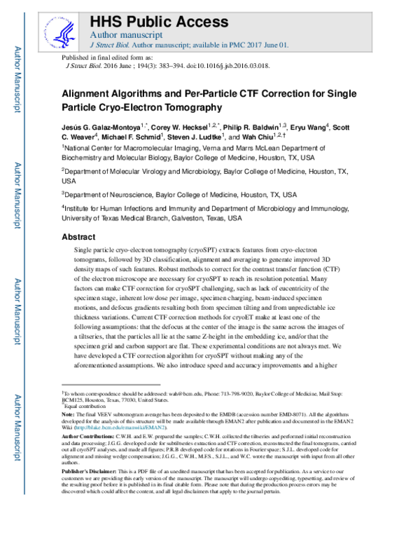(PDF) Alignment algorithms and per-particle CTF correction for single ...
