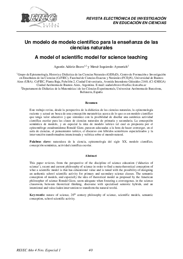 (PDF) A model of scientific model for science teaching