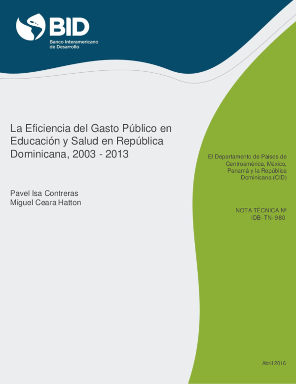 (PDF) La eficiencia del gasto público en Educación y Salud en República ...