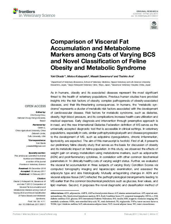 Curated visual reference: Visual Reference: Pdf Comparison Of Visceral Fat Accumulation And Metabolome Markers
