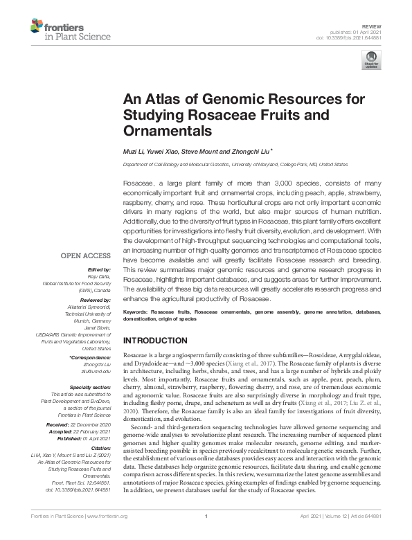 (PDF) An Atlas of Genomic Resources for Studying Rosaceae Fruits and ...