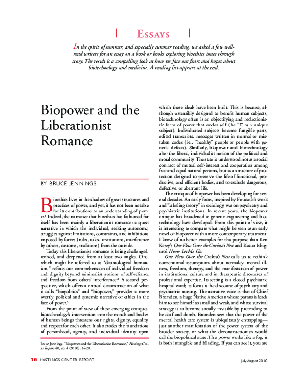 (PDF) Biopower and the Liberationist Romance