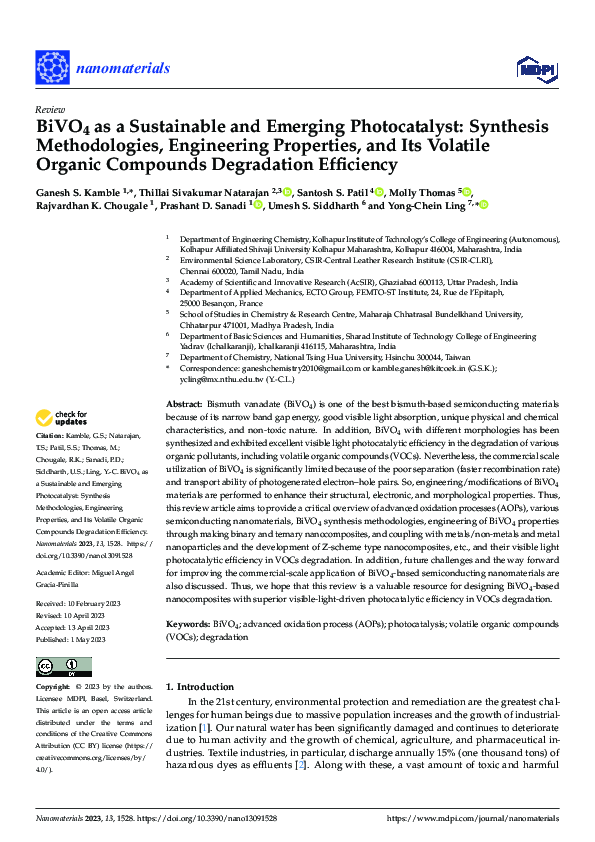 (PDF) BiVO4 As a Sustainable and Emerging Photocatalyst: Synthesis ...