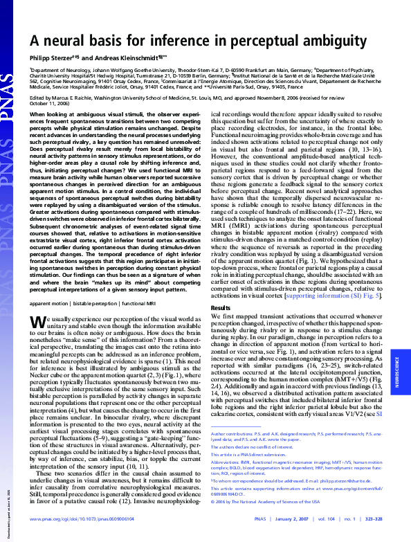 (PDF) A neural basis for inference in perceptual ambiguity