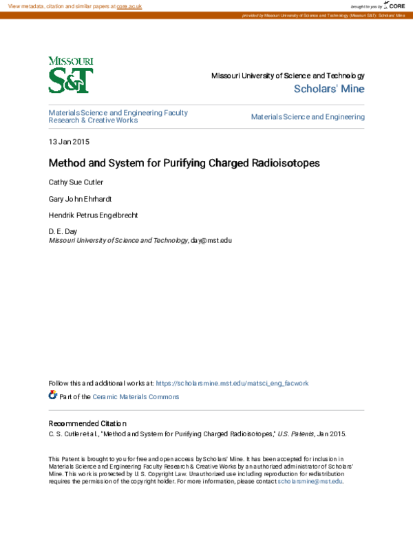 (PDF) Method and system for purifying charged radioisotopes