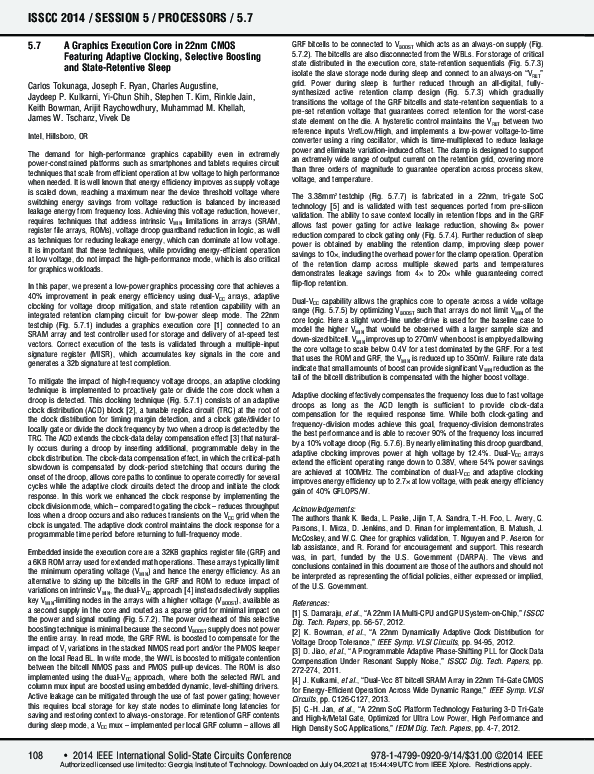 (PDF) 5.7 A graphics execution core in 22nm CMOS featuring adaptive ...