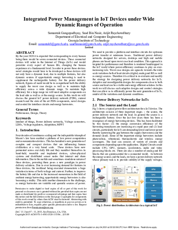 (PDF) Integrated power management in IoT devices under wide dynamic ...