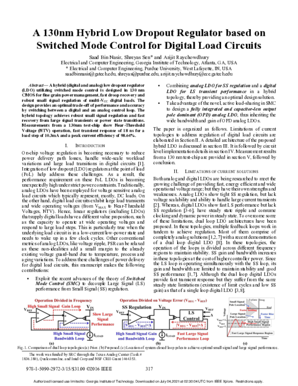 (PDF) A 130nm hybrid low dropout regulator based on switched mode ...