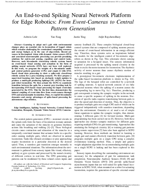 (PDF) An End-to-End Spiking Neural Network Platform for Edge Robotics ...