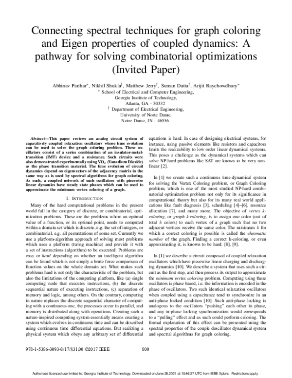 (PDF) Connecting spectral techniques for graph coloring and eigen ...