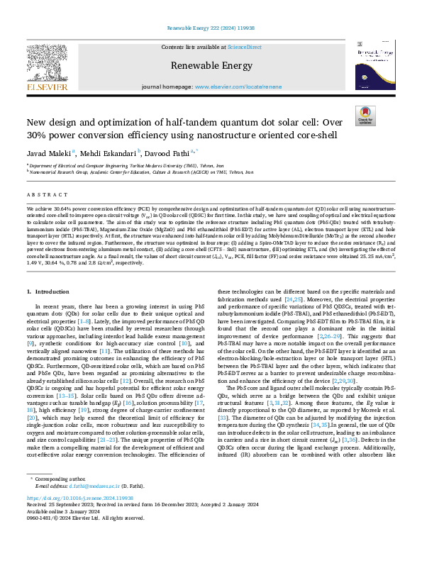 (PDF) New design and optimization of half-tandem quantum dot solar cell ...