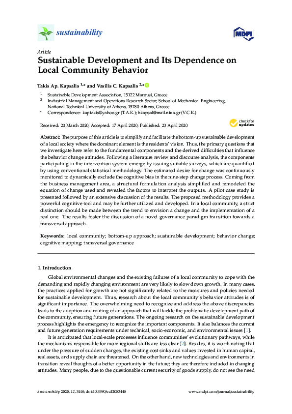 (PDF) Sustainable Development and Its Dependence on Local Community ...