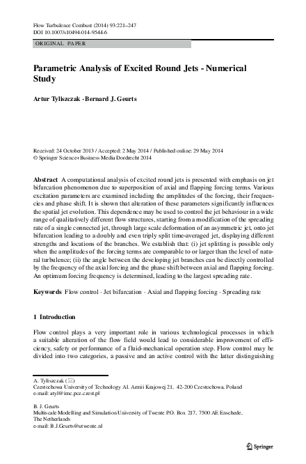 (PDF) Parametric Analysis of Excited Round Jets - Numerical Study