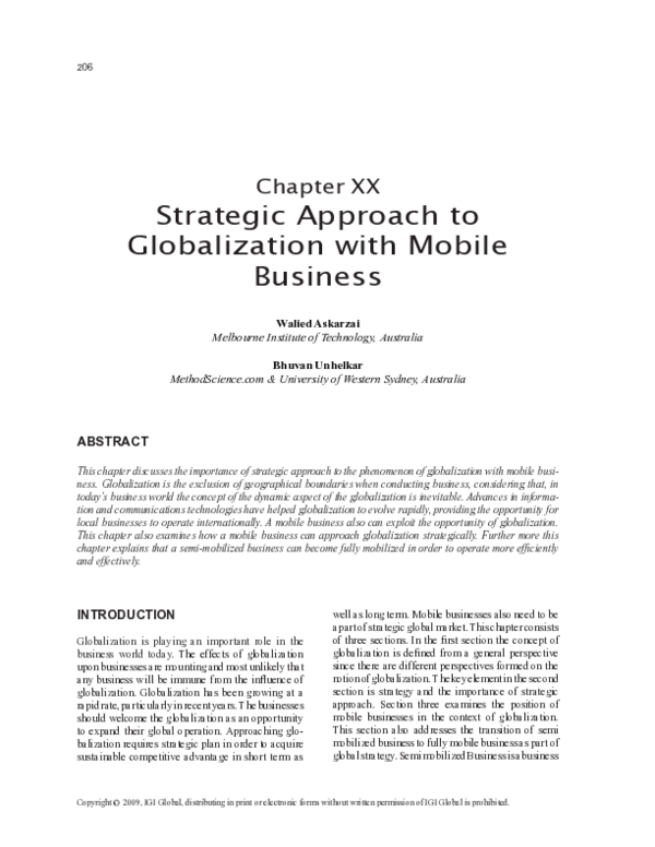(PDF) Strategic Approach to Globalization with Mobile Business