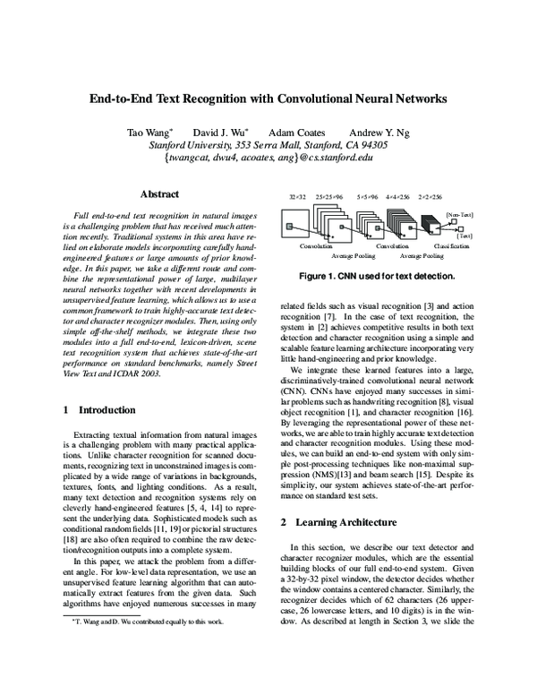 (PDF) End-to-End Text Recognition with Convolutional Neural Networks ...
