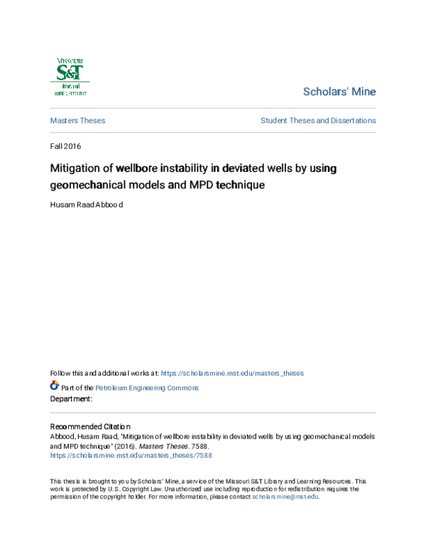 (PDF) Mitigation of wellbore instability in deviated wells by using ...