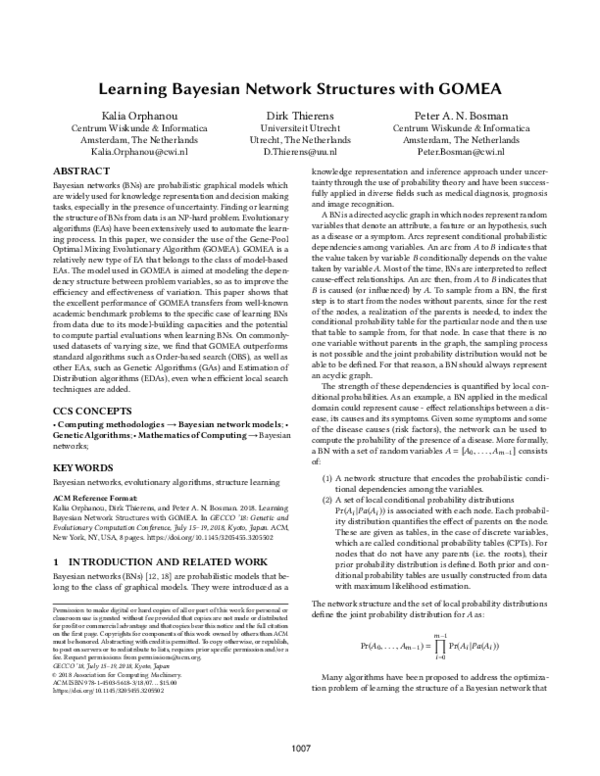 (PDF) Learning bayesian network structures with GOMEA