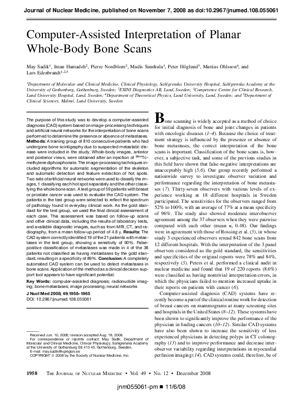 (PDF) Computer-Assisted Interpretation of Planar Whole-Body Bone Scans