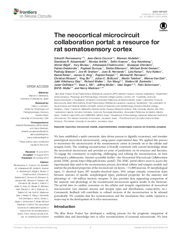(PDF) The neocortical microcircuit collaboration portal: a resource for ...