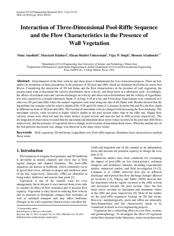 (PDF) Interaction of Three-Dimensional Pool-Riffle Sequence and the ...