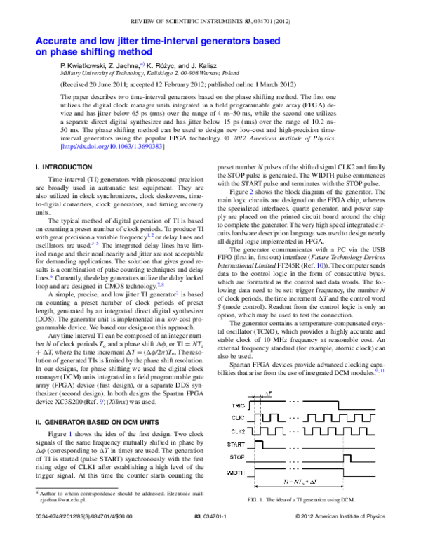 (PDF) Accurate and low jitter time-interval generators based on phase ...