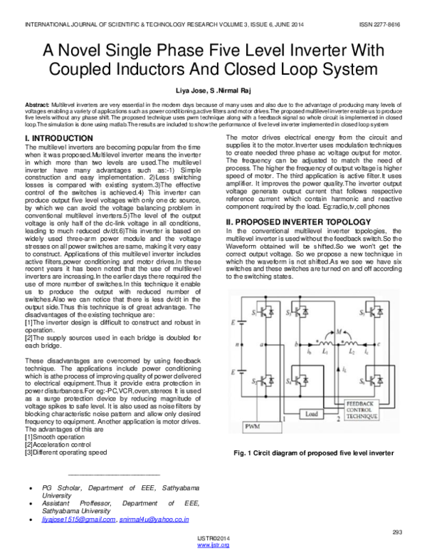 (PDF) A Novel Single Phase Five Level Inverter With Coupled Inductors ...