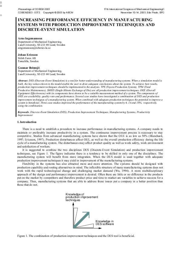 (PDF) Increasing Performance Efficiency in Manufacturing Systems with ...