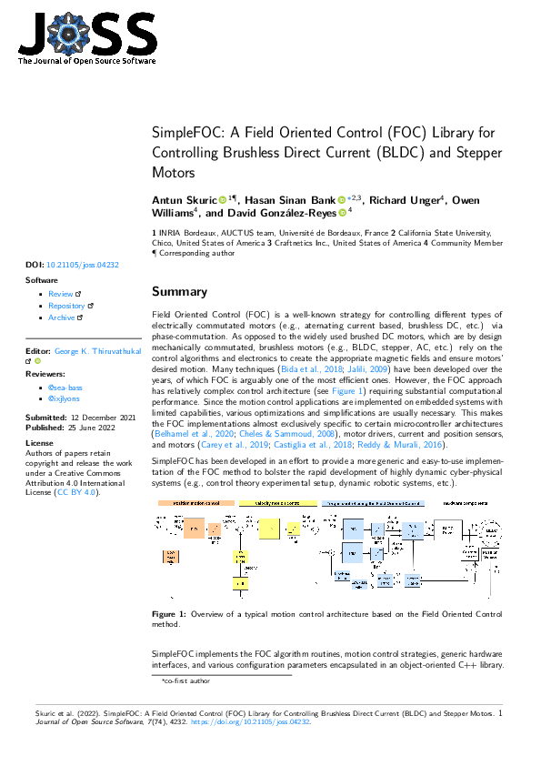 (PDF) SimpleFOC: A Field Oriented Control (FOC) Library for Controlling ...
