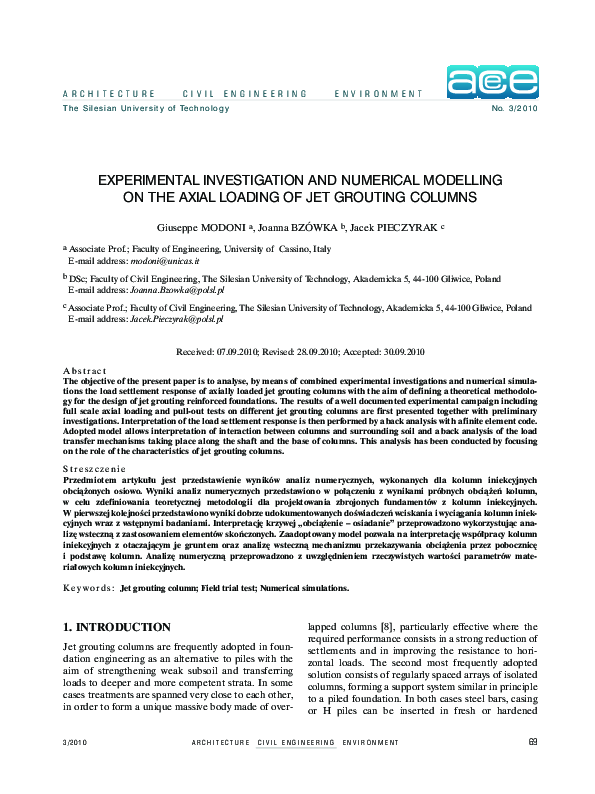 (PDF) Experimental Investigation and Numerical Modelling on the Axial ...